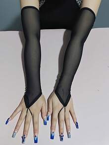 1 Pair Product Fingerless Gloves, Sexy Party Bar Nightclub Tight Sleeve Women's Costume