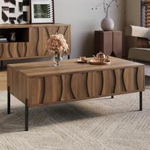 Modern Retro-Style Coffee Table, Living Room Furniture. Dimensions: 105 Cm (Length) X 55 Cm (Width) X 41 Cm (Height). - Camel - View 8