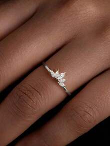 1pc Elegant Minimalist Zirconia Ring, S925 Or 925 Sterling Silver, Women's Ring, Exquisite Jewelry Gift For Mother's Day - Bạc - Xem 4