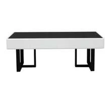 Modern Classic Coffee Table In Black And White, Living Room Table, High-Gloss Black Tabletop. 110 L X 50.5 W X 41 H (Cm) - Black and White - View 6