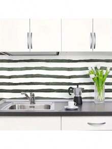 1 rollo de papel tapiz autoadhesivo moderno de rayas verdes, papel táctil extraíble, pegatina de PVC para decoración del hogar en dormitorio y sala de estar, 45cm x 100cm/300cm/500cm