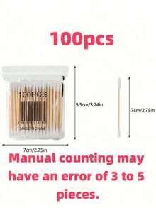 1 caja de hisopos de algodón, almohadillas de maquillaje desechables, punta redonda, punta puntiaguda, punta doble, suaves, hisopos para limpieza de oídos - Multicolor - Ver 12