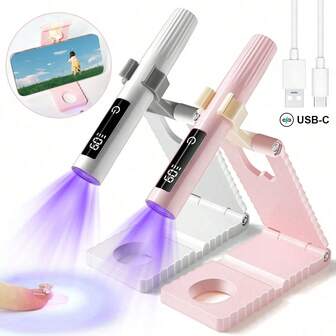 1 pieza Lámpara de uñas recargable portátil, con pantalla digital, 2 ajustes de temporizador, luz de cuidado personal de uñas para manicura en casa y salón, herramienta de cuidado de uñas