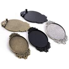 2pcs 30x40mm Inner Size Oval Flower Cabochons Blank Brooch Base Tray Bezel DIY Jewelry Making Accessories Findings - Brooch Base - View 1