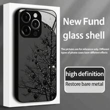Funda de vidrio para iPhone 17air/16E/15/14/13/12/11 plus, Pro, Promax, X/XS/XR/XSMAX,  Galaxy A03/A03S/A05S/A06/A07/A11/A12/A13/A14/A15/A16/A17/A22/A22/A23/A26/A31/A32/A34/A35/A36/A52/A53/A73, S21/S22/S23/S24/S25 Plus, Ultra, funda de vidrio reflectante, buena sensación al tacto, protección de borde suave, adecuada para hombres y mujeres - Negro - Ver 3