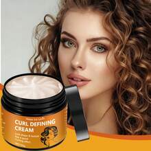 男女通用卷发定型霜 - 富含椰子油，持久防毛躁，打造弹力卷发，持久保湿，持久定型，适合波浪卷和卷发造型 - 橘色 - 查看 2