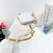 1pc Crystal Rhinestone Long Bar Double Buckle Wrist Strap Phone Lanyard, Luxury Rhinestone Chain Bracelet For Women - Multicolor - View 5