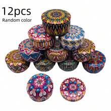 36个/套 2.2盎司带盖锡罐，散装空锡罐，适用于蜡烛制作，也适合存放衣物碎屑、干果、粉末等，成人DIY蜡烛制作，多种图案可选 - 混合色 - 查看 13