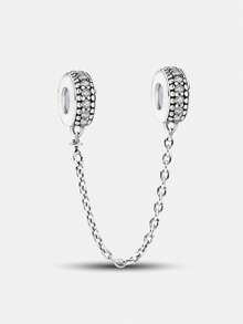 1pc 925 Sterling Silver Elegant Heart-Shaped Safety Chain Pendant, Suitable For Women's Bracelets, Bangles, DIY Jewelry Making, Date Gifts, Exquisite Women's Jewelry - Set 4 - View 12