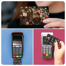 4 قطع ملصقات فينيل فائقة الرقة بدون بقايا مناسبة لبطاقات الائتمان وبطاقات الخصم وبطاقات المواصلات وبطاقات المفاتيح، لحماية وتخصيص بطاقات البنك، فائقة الرقة، مقاومة للماء والخدش، مضادة للانزلاق