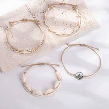 FANCY SHINY Wave String Bracelets Braid Puka Shell Bead Bracelets Handmade Cute  Boho Easter Jewelry Gifts For Women - SAND - View 5