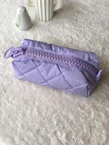 Estuche de lápices de color caramelo lindo, bolsa de almacenamiento de papelería suave y esponjosa para estudiantes, organizador de cosméticos con cremallera grande