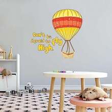 Lindo calcomanía de pared con globo de aire caliente con texto "Don't Be Afraid to Fly High Fly High Cotización con globo de aire caliente brillante - Tamaño: 20 x 20 pulgadas(30 Inch x 30 Inch) - Multicolor - Ver 2