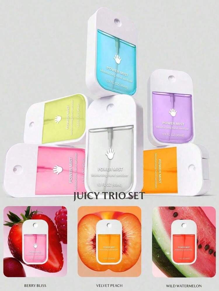 6pcs/3pcs/1pcs Hand Sanitizer Sprays With Vanilla, Watermelon, And Strawberry Scents, Suitable For Home, Parties, And Holiday Gatherings. Portable And Convenient For Cleaning And Rinsing Hands. Essential Travel Protective Kit, A Must-Have For Travel Hygiene And Protection. Moisturizer And Sunscreen Applicator, A Holiday Essential. Best Seller - 彩色 - 查看 7