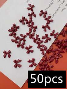 1 包 50 个蝴蝶结设计美甲装饰，DIY 欧式和北美流行风格，日韩可爱甜美风格指甲饰品，树脂美甲沙龙指甲饰美甲用品指甲宝石 - 酒紅色 - 查看 6