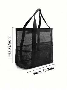 大容量网眼沙滩包，多口袋设计，专为女性和家庭打造，防沙、速干、手提，是夏季海滩度假和户外旅行的必备配件和装备，经久耐用，多功能收纳方案，是海滩度假和泳池派对的理想之选。 - 米色 - 查看 9