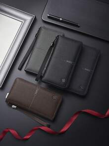 Men's Soft Leather Clutch Bag, Large Capacity Business Handbag, Gift For Father/Boyfriend - Multicolor - View 2