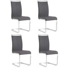 Cadeira Cantilever, Estrutura Metálica Cromada, Capacidade De Carga Até 120 Kg, Estofada Com Revestimento, Cinza (Conjunto De 4) - Cinza - Ver 2