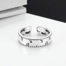 Anillo abierto clásico retro vintage con regla y números romanos - Plata tailandesa vintage envejecida - Ver 3