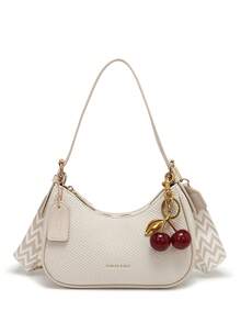 2026 New Classic Versatile Letter Graphic Design Solid Color PU Leather Shoulder Bag, Suitable For Shopping, Y2K Underarm Bag, Purse - White - View 3