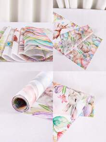 1pc Colorful Rabbit Easter Table Runner, Featuring Rabbit Wreath Pattern, 35*180cm Polyester Farmhouse Style Easter Table Runner, 2026 Easter Home Decor, Kitchen Dining Table Decoration, Spring Holiday Decor - Multicolor - View 12