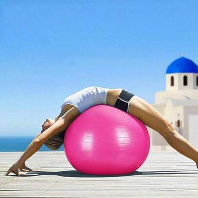 65CM Pelota Pilates, Pelota de Yoga Antideslizante, para Pilates, Yoga, Embarazo Fitness, Equilibrio y Estabilidad, Incluye Bomba de Aire Rosa