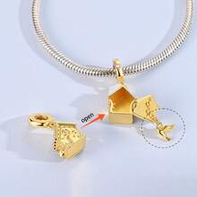 Valentine's Day Gift Silver Plated Charm Love Theme Charm Beads Rotatable Cartoon Pendant Fit Bracelet Necklace Jewelry Designs Gifts - Gold - View 6