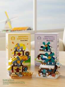 300+Pcs Micro Particle Building Blocks Windmill House Creative Theme Tree House Forest Wooden House DIY Assembly Home Decor Office Decoration Festival Gift Christmas Gift Birthday Gift New Year Gift Ornament - Multicolor - View 7