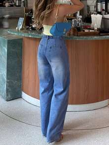 Casual Elegant New Fashion Women's Jeans Loose Wide Leg Comfortable Pants High Quality Stylish Relaxed Style Elegant Casual Jeans Women - Blue - View 3