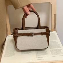 New Stylish Retro Square Tote Bag With Zipper Closure, Lightweight And Minimalist Design, Adjustable Long Shoulder Strap, Compact Mini Casual Crossbody Bag. - Coffee Brown - View 8