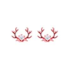 Pendientes Pequeños de Moda para Regalo de Amigos Pequeños Accesorios Pendientes de Reno - Oro rosa - Ver 3