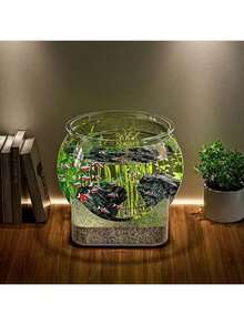 1 Piece Round Transparent And Durable Aquarium | Aquarium Decoration - Unbreakable, Stable Tabletop Aquarium Suitable For Turtles And Small Fish | Natural Stone Design, Multipurpose Decorative Aquarium For Indoor/Outdoor Use - Multicolor - View 7