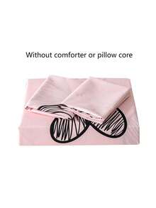 2/3Pcs Pink Heart Print Duvet Cover Set (1/2 Pillowcases, 1 Duvet Cover, Without Filling). Crafted With Ultra-Soft, Breathable Fabric Suitable For All Seasons, This Bedding Set Is Perfect For Cozy And Inviting Bedrooms. - Baby Pink - View 5