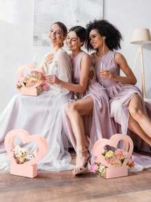 5/3/1个装心形花卉礼盒 - 优雅纸花束包装，适用于婚礼、生日、母亲节、教师节等场合 - 非常适合盛放玫瑰、康乃馨和小花束 - 彩色 - 查看 10