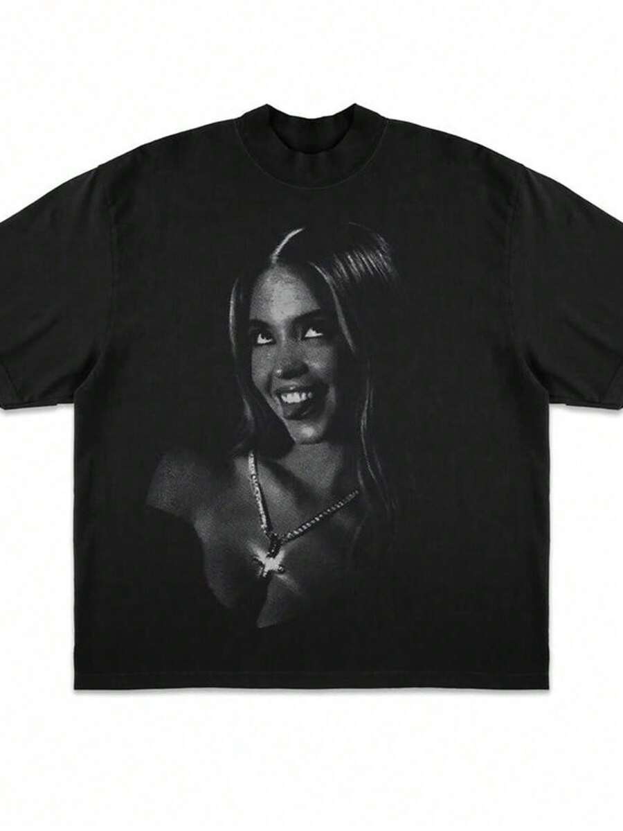 Sydney Sweeney Halftone PNG Oversize 16x20 Shirt Graphic For Black Shirts High-Resolution Digital D - 黑色 - 查看 1