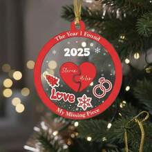 Adorno de Navidad personalizado para recién casados, rompecabezas de corazón con pieza faltante, recuerdo 2025 - Multicolor - Ver 6