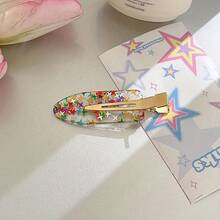 4 Acrylic Hair Clips Set - Y2K Cute Oval Duckbill Hair Clips With Sequin Decoration, Transparent Invisible Hair Clips, Suitable For Women And Teenagers Aged 14 And Above - Hỗn hợp 4 miếng - Xem 6
