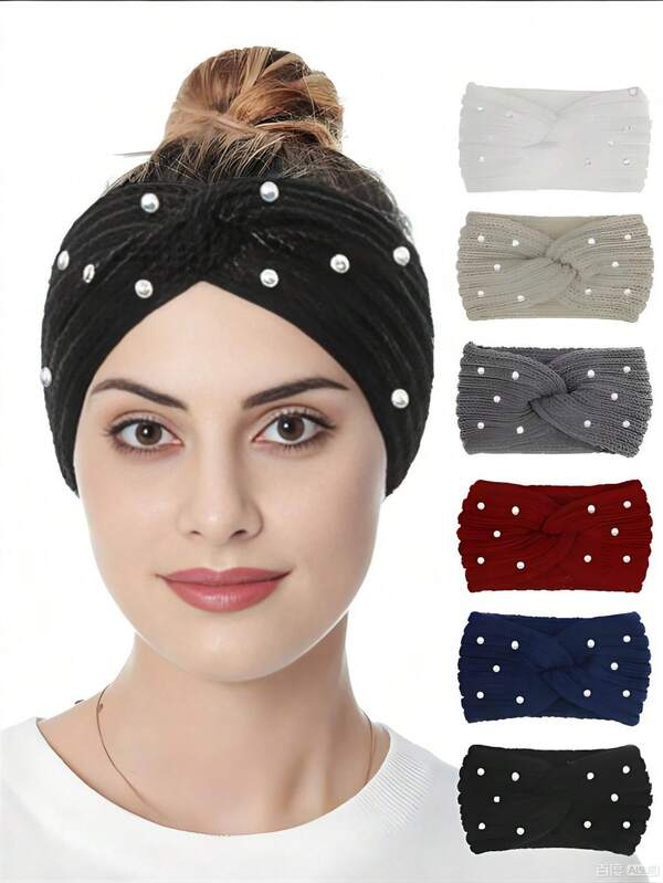 1/2/3pcs Winter Pearl Criss-Cross Headband, Suitable For Women In Cold Weather - Knitted Wide Women Ear Warmer Headband, Knitted Hair Band Yoga Hair Accessory, Facial Wash Wide Headband Suitable For Women And Girls - Gift And Stocking Stuffer