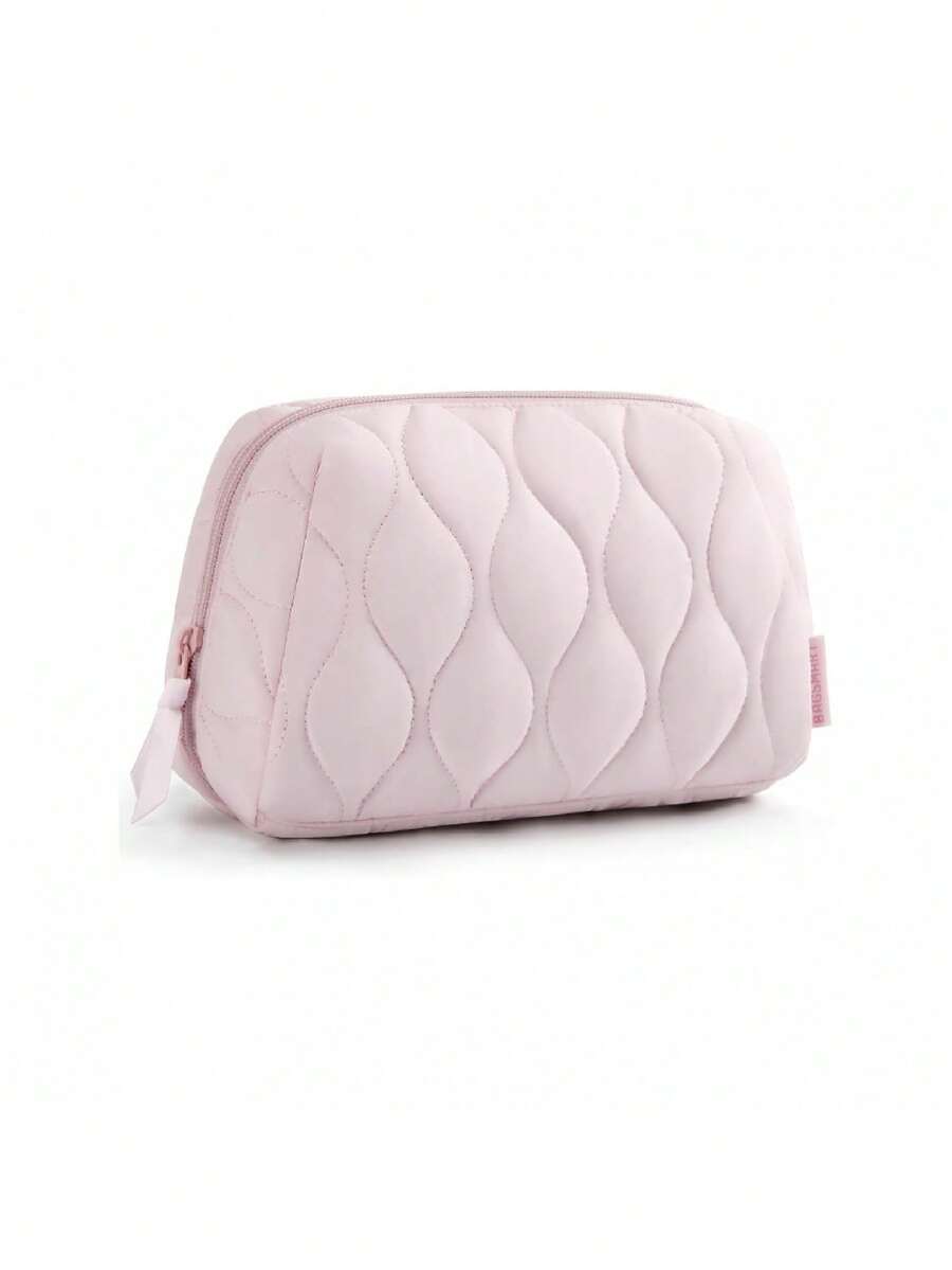 1pc Travel Makeup Bag, Fluffy Pouch, Women's Makeup Storage Bag, Wide-Mouth Small Bag, Essential Travel Toiletries Accessories, Brushes,Suitable As A Valentine's Day Gift - Multicolor - View 1