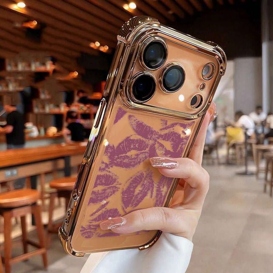 Sexy Girl Red Lips Phone Case for 14 15 16 17 Pro Max Case 16 11 12 13 15 Pro Max XS Max X 17 AIR Soft Clear Cover - Plateado - Ver 1