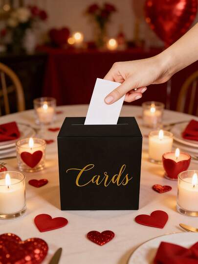 11Pcs-Set Elegant Wedding Card Box With Signature Cards - Perfect For Parties, Gifts, And Decorations - Suitable For Birthdays, Graduations, Receptions, Sweet Celebrations, Bridal Showers, Or Giving Parties - Wedding Money Envelope Card Box Support For Events - Square Shape, Not Waterproof, And With A Flip-Top Lid