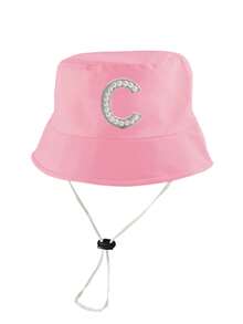 1pc Toddler A-Z Letter Pattern Bucket Hat, Adjustable Drawstring, Casual Hat Suitable For Boys & Girls, Travel & Beach - Pink - View 7
