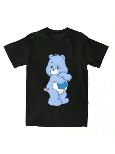 Camiseta Care Bea-Rs Bears Versátil y Divertida Cuello Redondo Vintage Streetwear Corta Sve Algodón Haruku Estilo Uni Tops.JpgLeisure