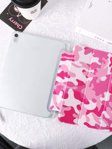 1个透明笔槽三折粉色迷彩涂装折叠平板电脑保护套，带笔槽、三折支架、磁吸式睡眠/唤醒功能、TPU软边保护，适用于iPad Mini4/Mini5/Mini6/Mini7/Air1/Air2/9.7/10.2/10.5/10.9/Pro11/第十代/Air 11英寸(M2)-2024/Air 11英寸(M2)-2024/Pro 11英寸(M4)-2024/iPad Air 11英寸(M3) 2025/iPad (A16) 11英寸第十一代 2025，Apple A8 型号，型号 - 彩色 - 查看 5