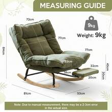 Rocking Chair Rocking Chair With Adjustable Footrest, Extra-Wide Upholstered Glider Rocker With Adjustable High Backrest And Removable Pad, Comfy Corduroy Upholstered Rocker Chair Recliner Leisure Accent Chair For Living Room Bedroom - Army Green - View 3