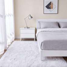 白色地毯，适合客厅；长绒大卧室地毯；厚实柔软的室内婴儿地毯；象牙色地毯，适合男孩女孩房间宿舍，家居装饰美学 - 白色 - 查看 8