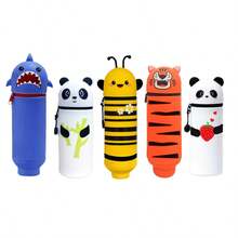 1pc Silicone Bee Shaped Pencil Case, 2-In-1, Animal Pattern Pencil Box, Soft Plastic Pencil Holder, For Organizing School Supplies, Pens, Rulers, Kids Pencil Case, Suitable For Back To School, School Supply Storage, Essential For Students,Stationery,Bag - Multicolor - View 2
