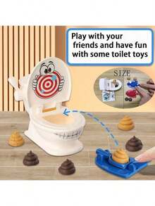 Poop Shooting - Fun Family Game - Fast Crazy Poop Shooting Game For Youngsters - Includes 1 Toilet, 2 Quick Launchers, 6 Soft Plastic Toy Poops, Suitable For 3 4 5 6 7 8 9 Years Old Boys And Girls Toy Gift - Multicolor - View 2
