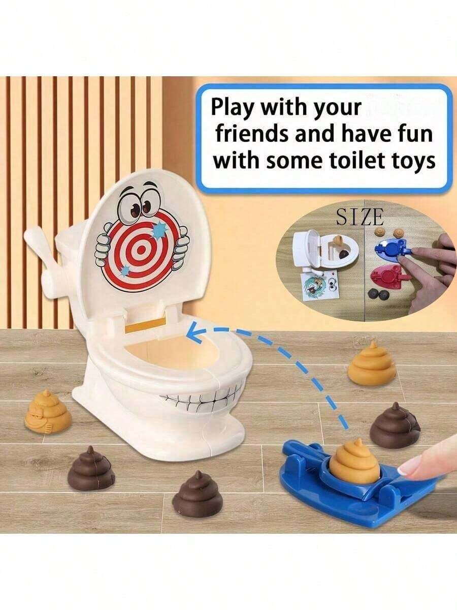 Poop Shooting - Fun Family Game - Fast Crazy Poop Shooting Game For Youngsters - Includes 1 Toilet, 2 Quick Launchers, 6 Soft Plastic Toy Poops, Suitable For 3 4 5 6 7 8 9 Years Old Boys And Girls Toy Gift