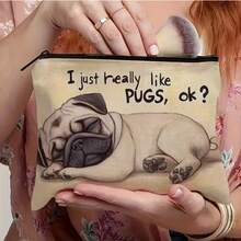 1pc Hot Khabby Dog Makeup Bag, Just A Girl Who Loves Khabby Dogs, Cosmetic Storage Bag, Aesthetic Accessory Bag, Portable Toiletry Storage Bag, Travel Makeup Bag, Perfect For Travel, Vacation, Business, Fitness, Camping, And Outdoor Use - Brown - View 3